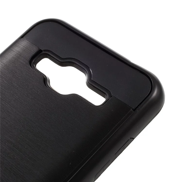 Brushed PC + TPU Hybrid Case for Samsung Galaxy J3 (2016) / J3 - Black
