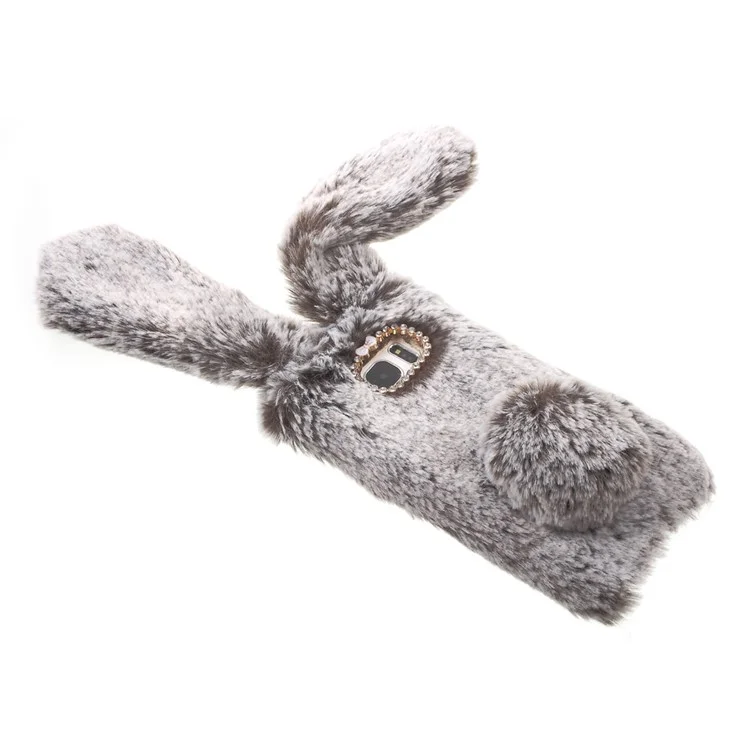 Couverture de Lapin de Mode à Fourrure à Fourrure Chaude et Moelleuse Pour Samsung Galaxy S7 Edge G935 - Brun