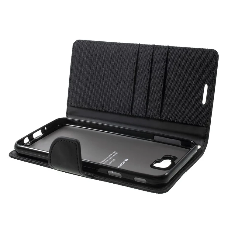 MERCURY GOOSPERY Canvas Diary Leather Cover for Samsung Galaxy J7 Prime/On7 2016 - Black