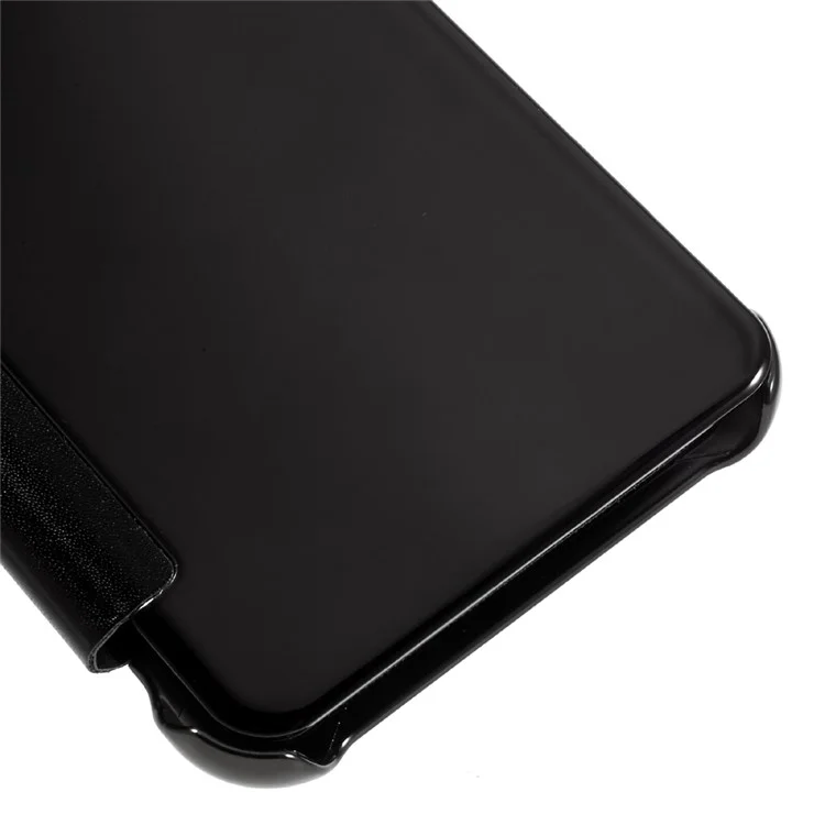 Electroplating Mirror Surface Plastic Leather Case for Samsung Galaxy J3 (2016) / J3 - Black
