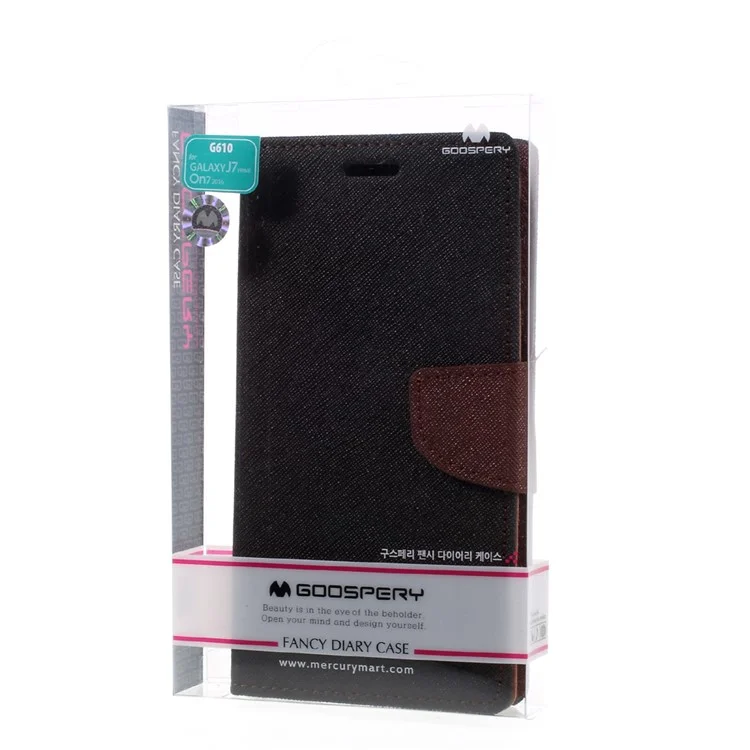 MERCURY GOOSPERY Fancy Diary Leather Case for Samsung Galaxy J7 Prime/On7 2016 - Black / Brown