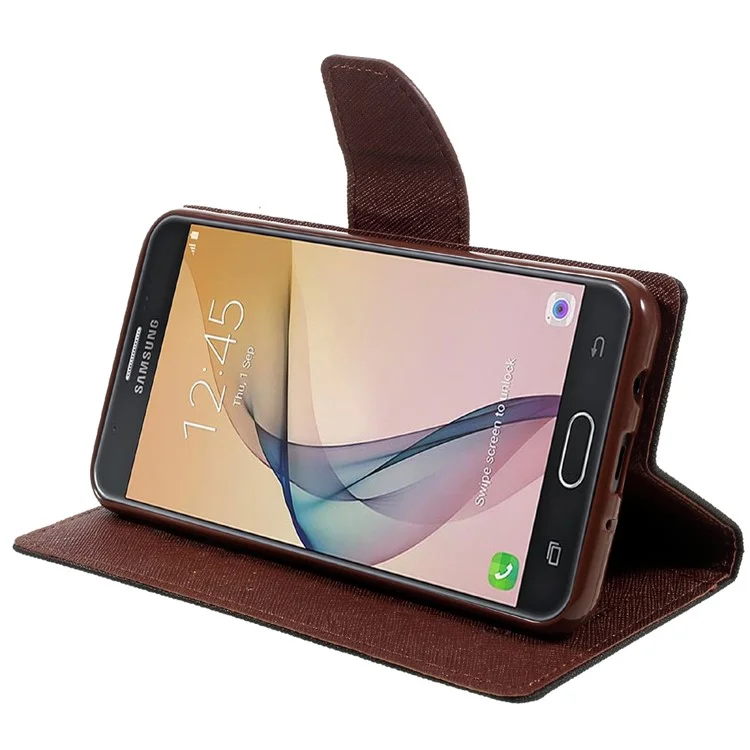 MERCURY GOOSPERY Fancy Diary Leather Case for Samsung Galaxy J7 Prime/On7 2016 - Black / Brown