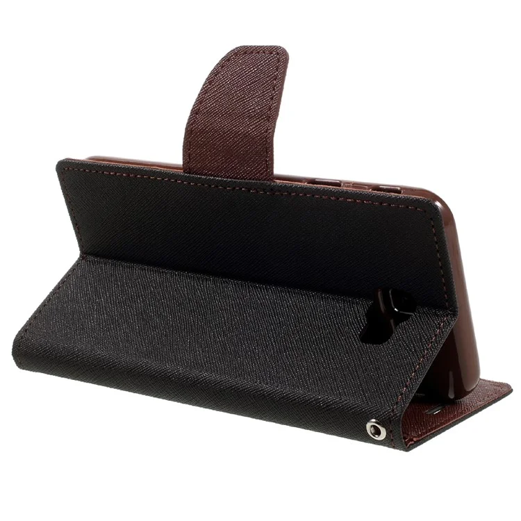MERCURY GOOSPERY Fancy Diary Leather Case for Samsung Galaxy J7 Prime/On7 2016 - Black / Brown