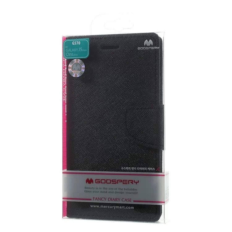 MERCURY GOOSPERY Fancy Diary Leather Flip Case for Samsung Galaxy J5 Prime/On5 2016 - Black