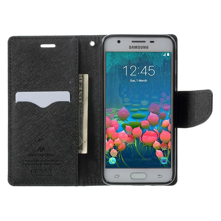 MERCURY GOOSPERY Fancy Diary Leather Flip Case for Samsung Galaxy J5 Prime/On5 2016 - Black