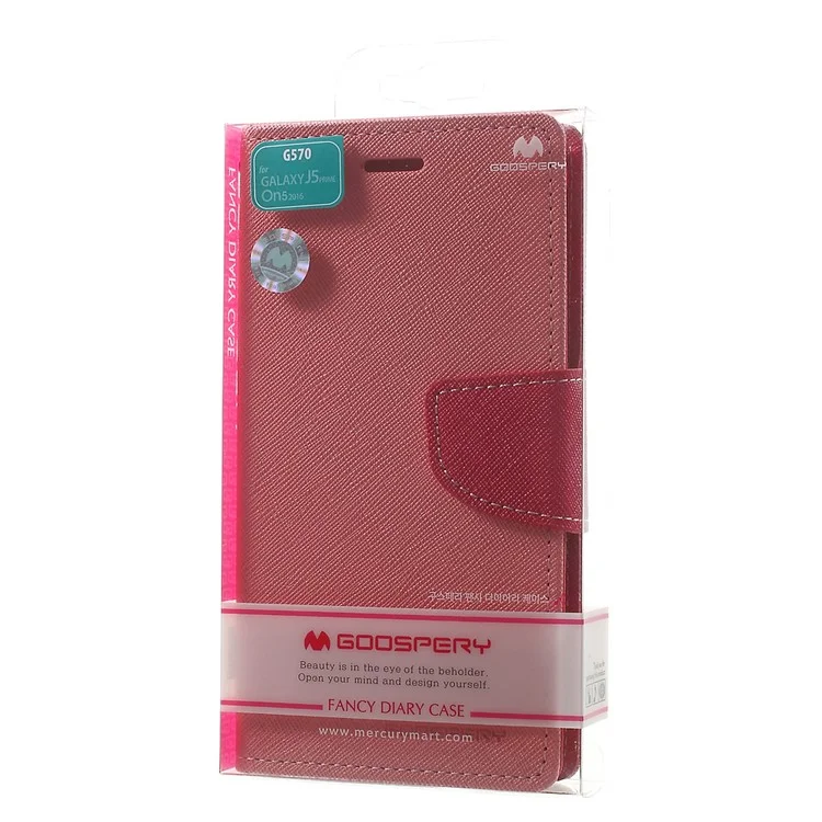 MERCURY GOOSPERY Fancy Diary Leather Stand Case for Samsung Galaxy J5 Prime/On5 2016 - Pink