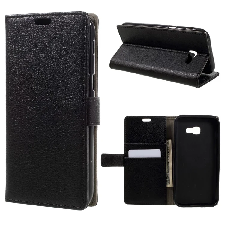 Litchi Texture Wallet Leather Phone Case for Samsung Galaxy A3 (2017) - Black