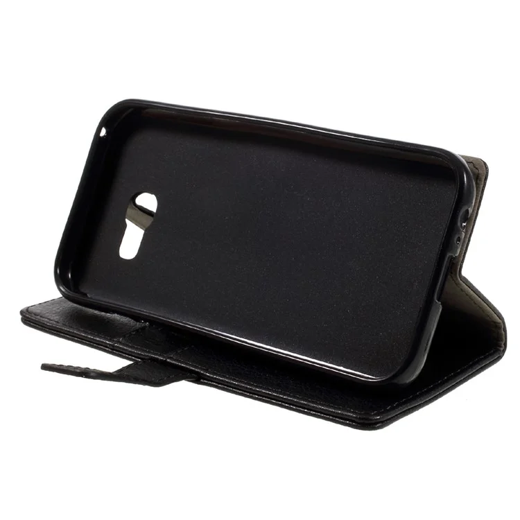 Lychee Skin Leather Wallet Case for Samsung Galaxy A5 (2017) - Black