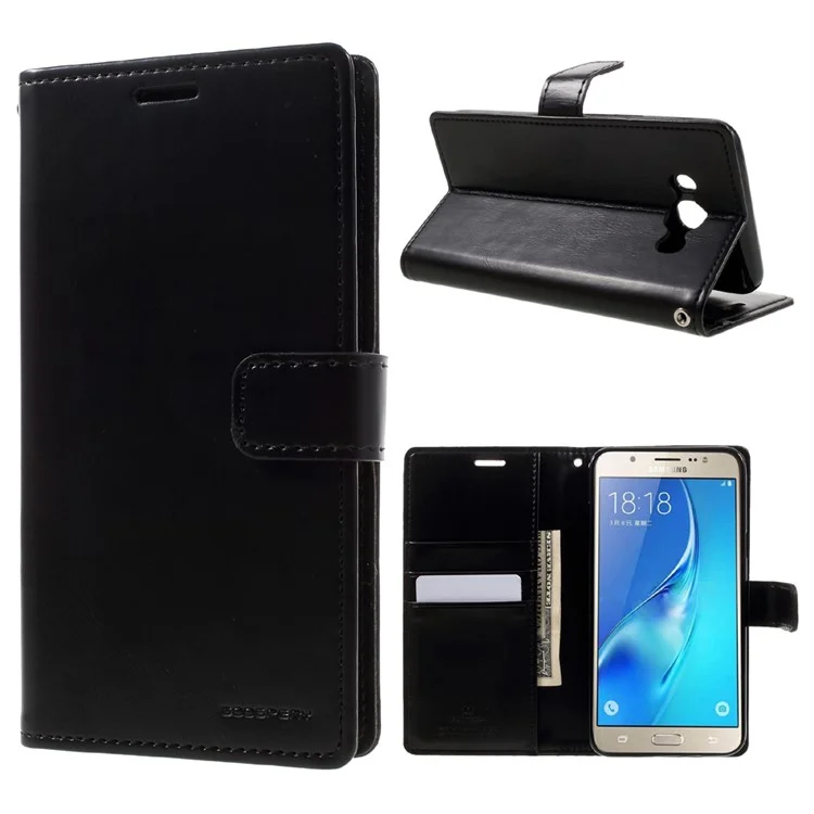MERCURY GOOSPERY Blue Moon Wallet Leather Case for Samsung Galaxy J7 (2016) J710 - Black