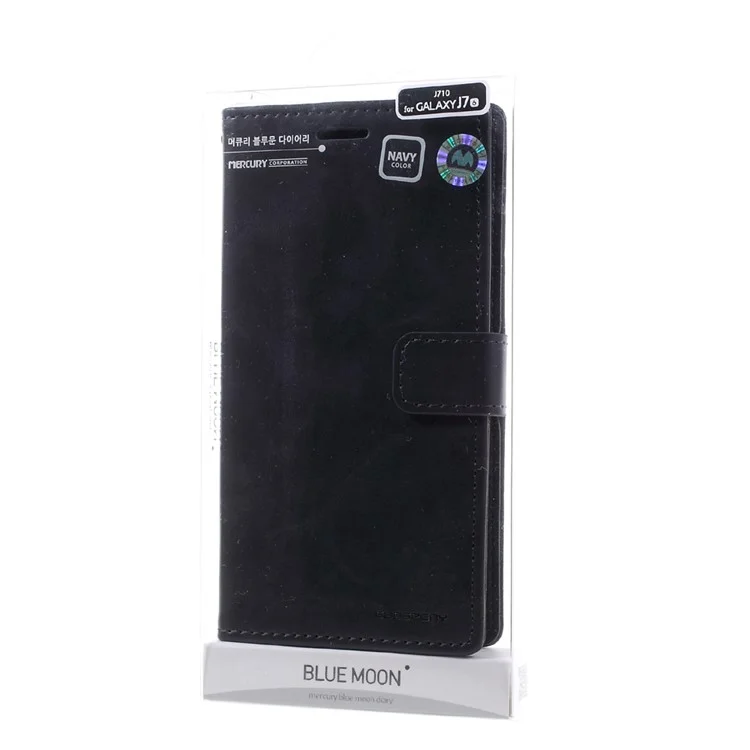 MERCURY GOOSPERY Blue Moon Wallet Leather Case for Samsung Galaxy J7 (2016) J710 - Black