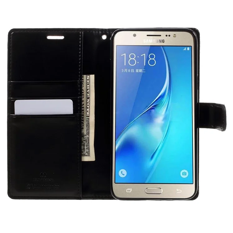 MERCURY GOOSPERY Blue Moon Wallet Leather Case for Samsung Galaxy J7 (2016) J710 - Black