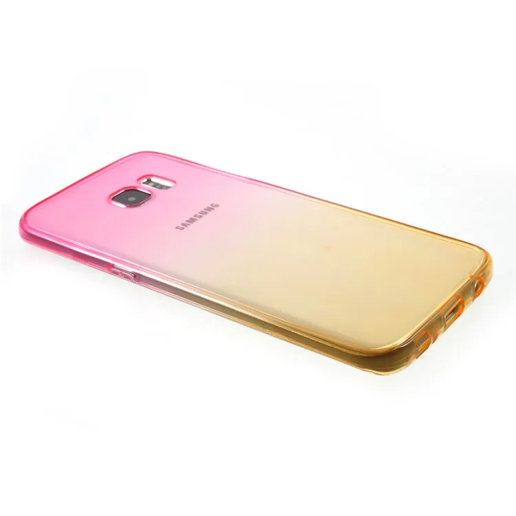 Gradient Color Touchable Front + Back 2-Piece TPU Gel Case for Samsung Galaxy S7 Edge G935 - Rose / Yellow