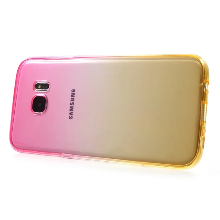 Gradient Color Touchable Front + Back 2-Piece TPU Gel Case for Samsung Galaxy S7 Edge G935 - Rose / Yellow