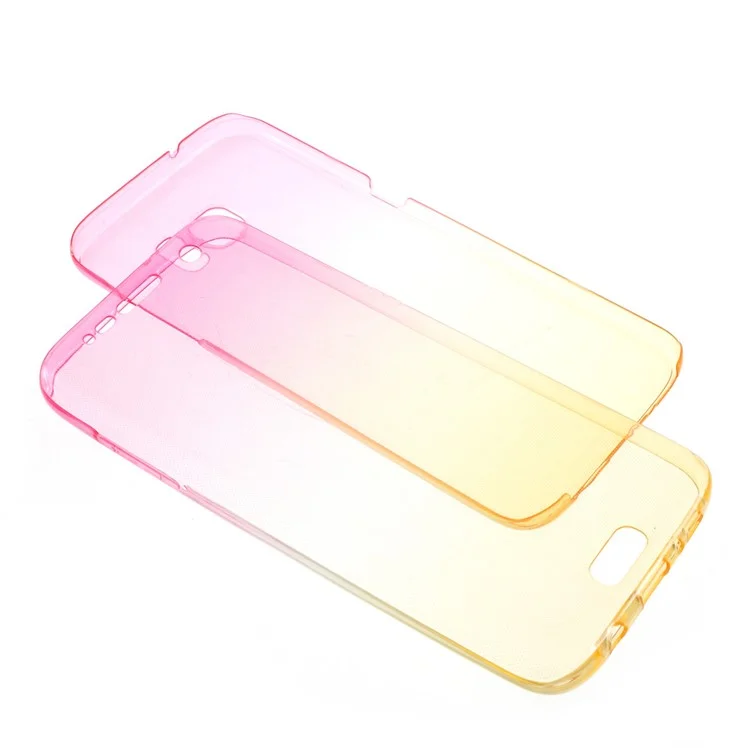 Gradient Color Touchable Front + Back 2-Piece TPU Gel Case for Samsung Galaxy S7 Edge G935 - Rose / Yellow