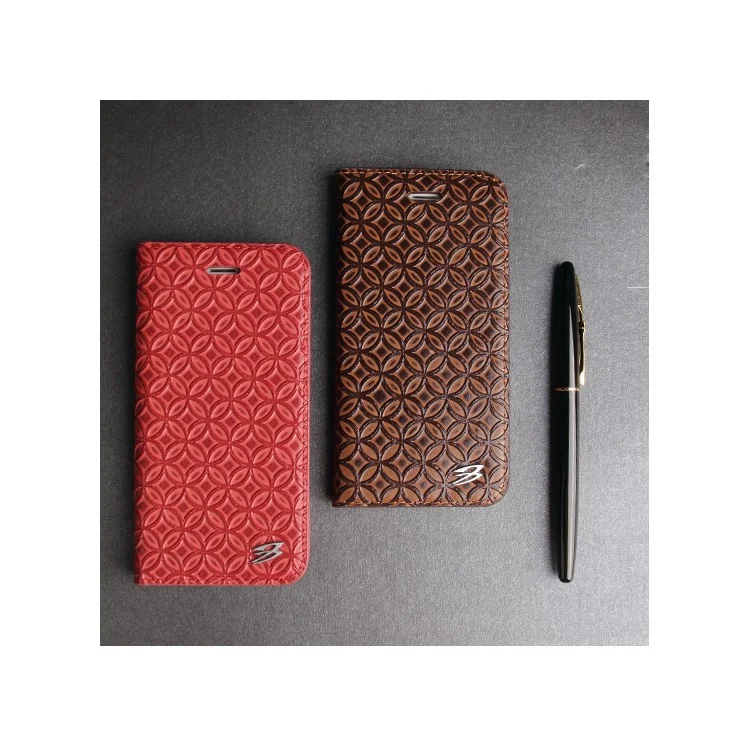 FIERRE SHANN Chinese Coin Cowhide Leather Magnetic Cover for Samsung S7 Edge G935 - Coffee