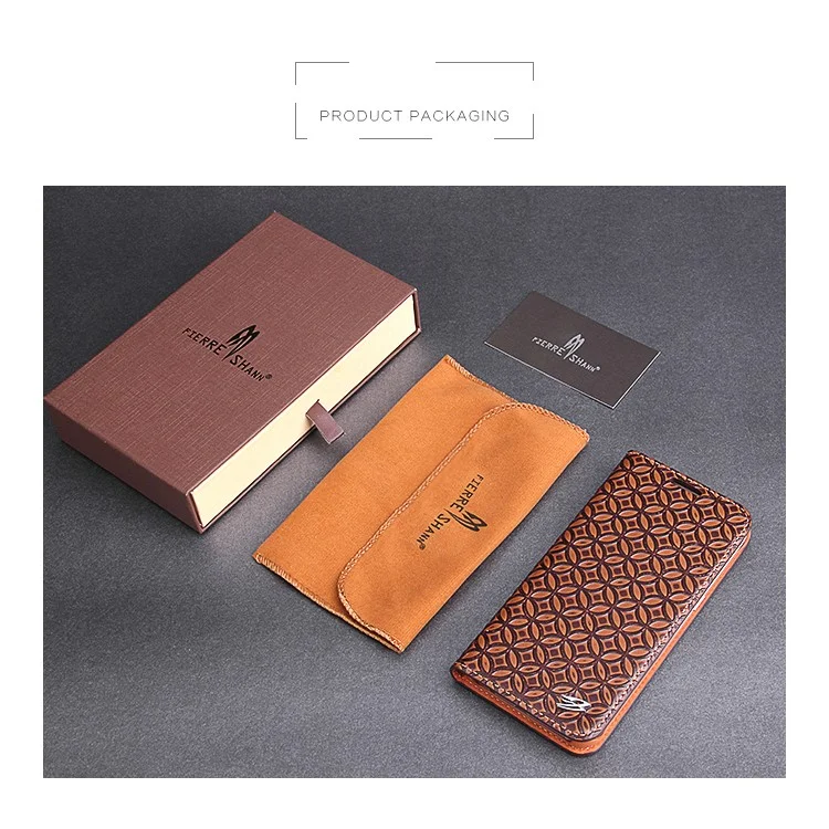 FIERRE SHANN Chinese Coin Cowhide Leather Magnetic Cover for Samsung S7 Edge G935 - Coffee