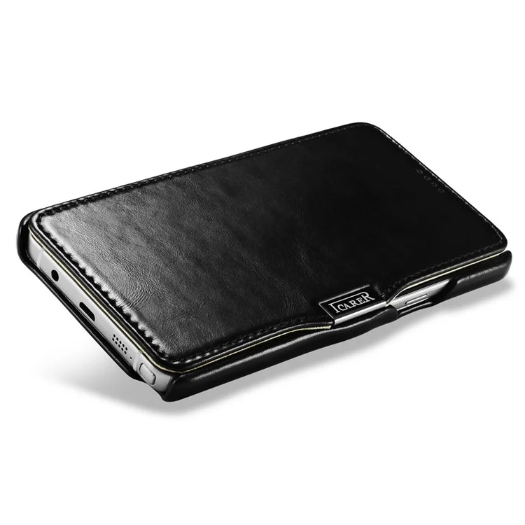 ICARER Vintage Series Genuine Leather Card Holder Phone Case for Samsung Galaxy Note5 SM-N920 - Black