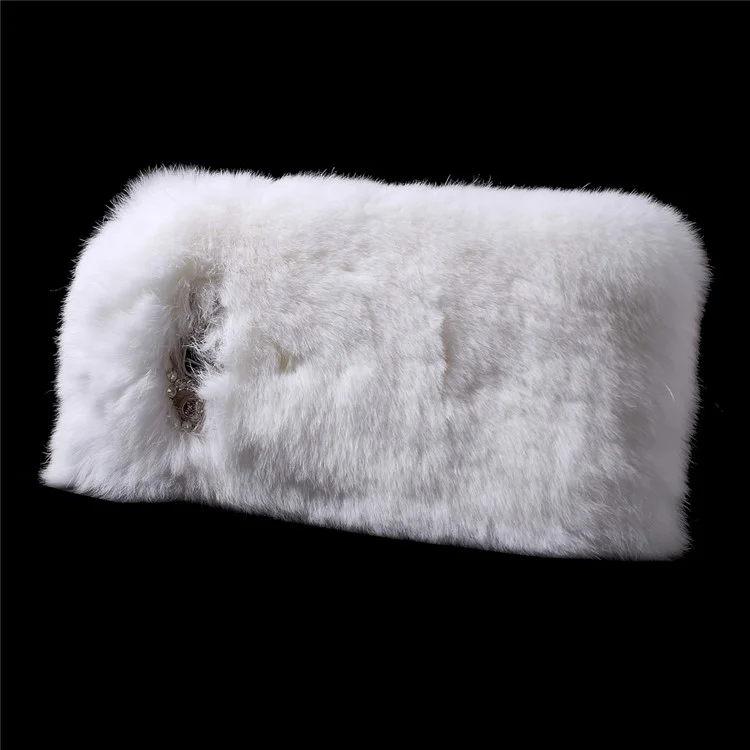 Winter Soft Warm Rabbit Fur Diamante TPU Case for Samsung Galaxy J5 (2016) J510 - White