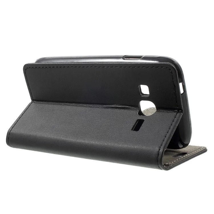 Faux Leather Wallet Stand Cell Phone Case for Samsung Galaxy J1 Mini Prime - Black