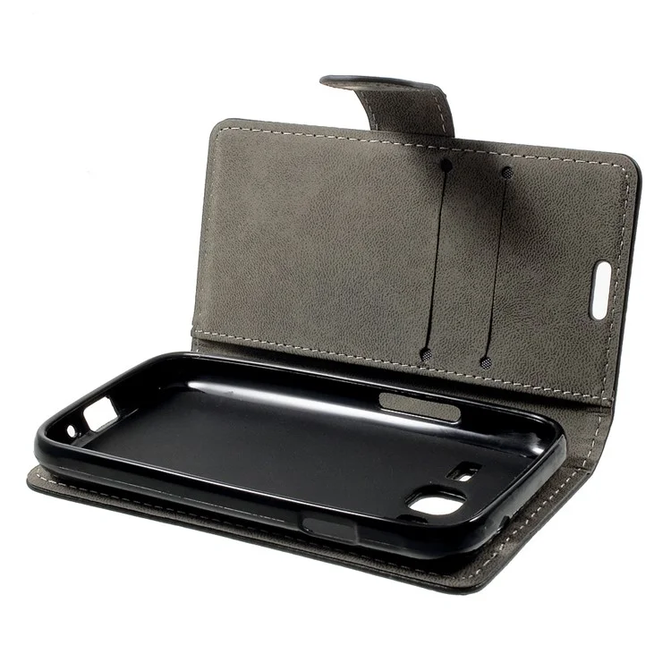 Faux Leather Wallet Stand Cell Phone Case for Samsung Galaxy J1 Mini Prime - Black