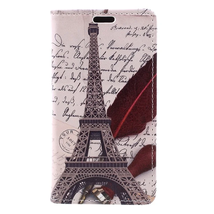 Patterned Card Holder Leather Case for Samsung Galaxy J1 Mini Prime - Eiffel Tower and Feather