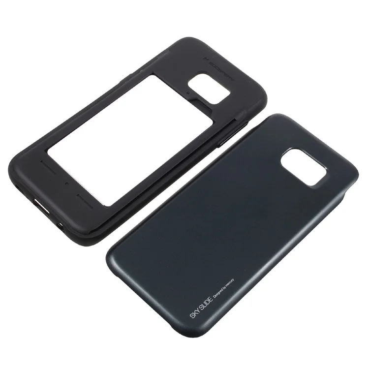 MERCURY GOOSPERY Sky Slide PC TPU Card Holder Case for Samsung Galaxy S7 edge G935 - Black