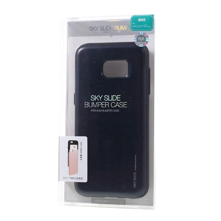 MERCURY GOOSPERY Sky Slide PC TPU Card Holder Case for Samsung Galaxy S7 edge G935 - Black