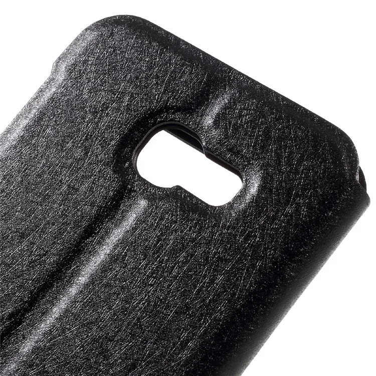 Silk Texture Dual View Window Leather Case for Samsung Galaxy A5 (2017) - Black