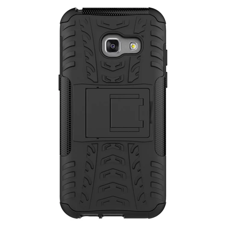 Anti-slip PC + TPU Hybrid Case with Kickstand for Samsung Galaxy A3 (2017) - Black