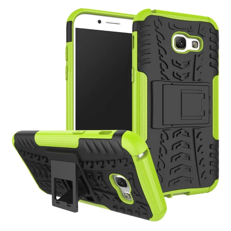 Anti-slip PC + TPU Hybrid Mobile Phone Case with Kickstand for Samsung Galaxy A5 (2017) - Green