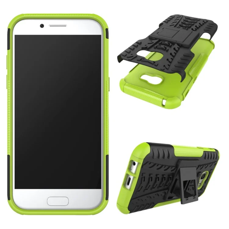 Anti-slip PC + TPU Hybrid Mobile Phone Case with Kickstand for Samsung Galaxy A5 (2017) - Green