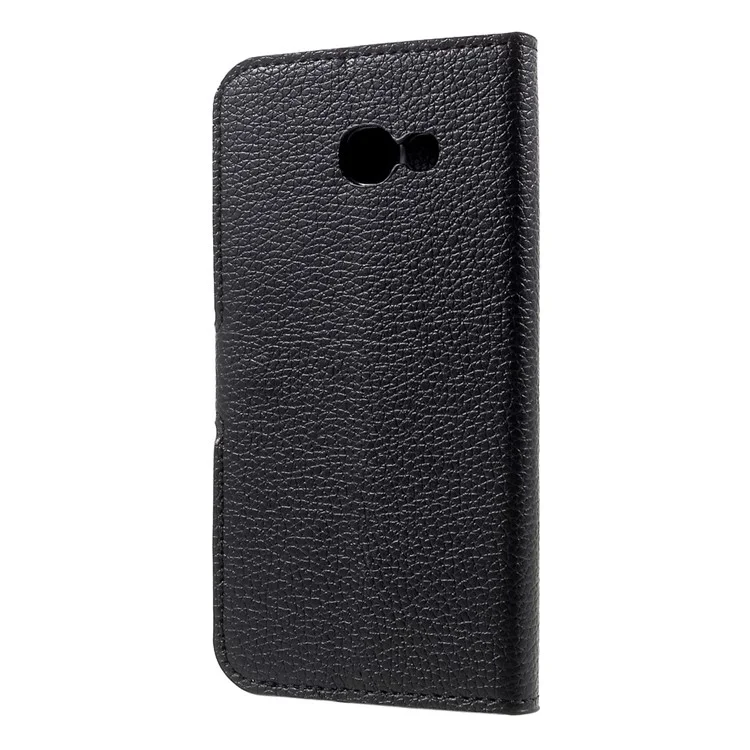 Flip Stand Magnetic Leather Cartlelet Case Para Samsung Galaxy A5 (2017) Litchi Texture - Preto