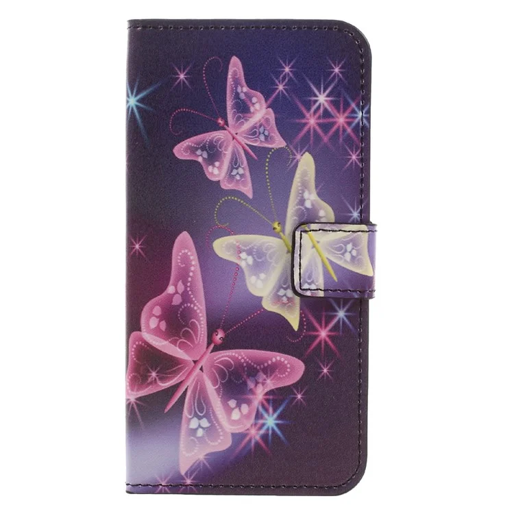 Portefeuille en Cuir à Motif Pour Samsung Galaxy A3 (2017) - Papillons Colorés Brillants