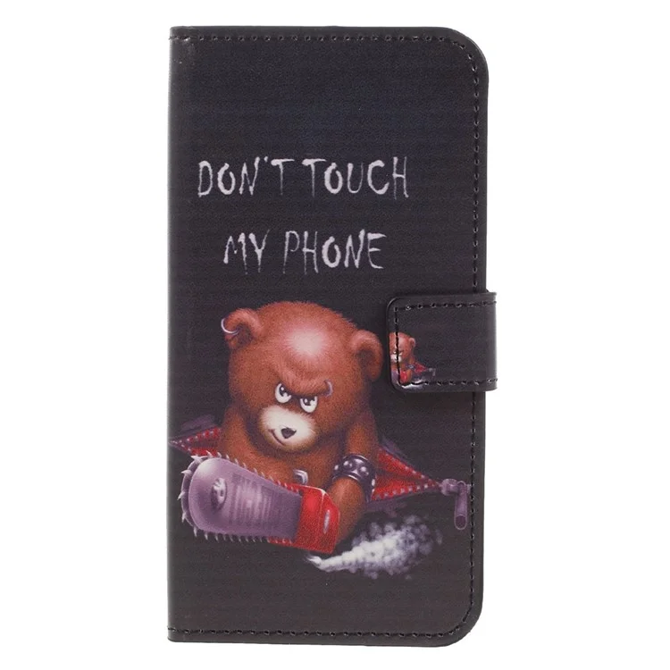 Patterned Leather Wallet Case for Samsung Galaxy A5 (2017) - Cool Bear and Warning