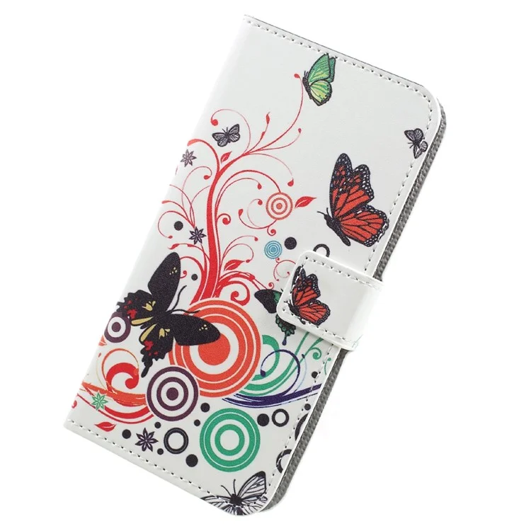 Case de Teléfono de Billetera de Cuero Estampado Para Samsung Galaxy A5 (2017) - Mariposas y Círculos