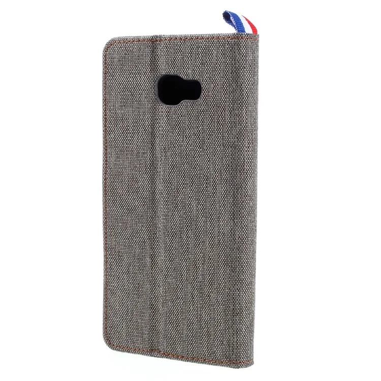 England Style Denim Fabric Leather Flip Case for Samsung Galaxy A3 (2017) - Grey