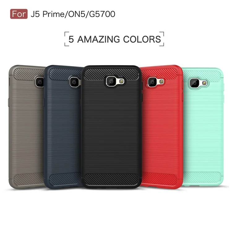 Carbon Fibre Brushed TPU Case for Samsung Galaxy On5 2016/J5 Prime - Black