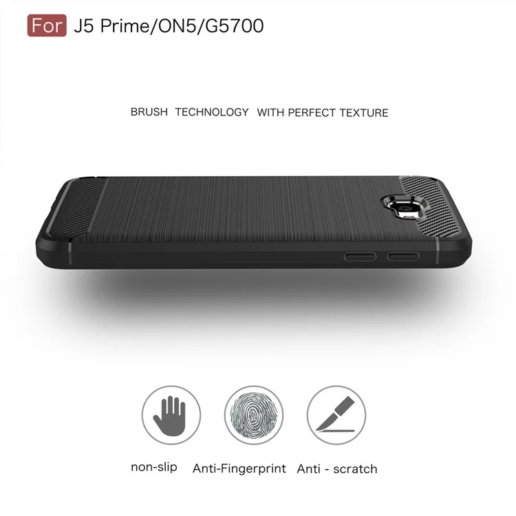 Carbon Fibre Brushed TPU Case for Samsung Galaxy On5 2016/J5 Prime - Black