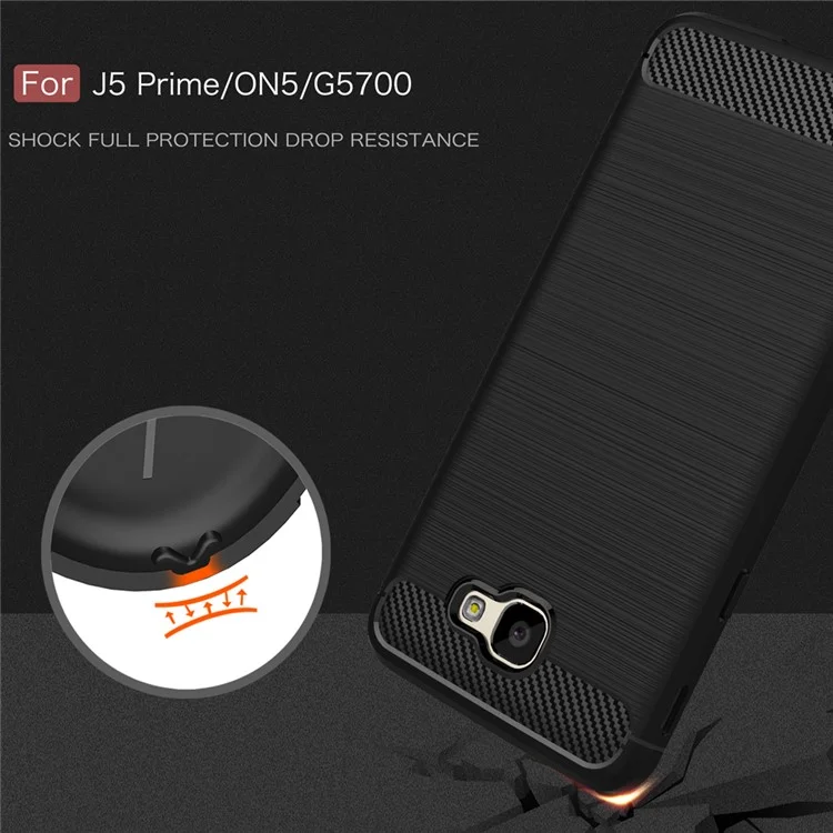Carbon Fibre Brushed TPU Case for Samsung Galaxy On5 2016/J5 Prime - Black