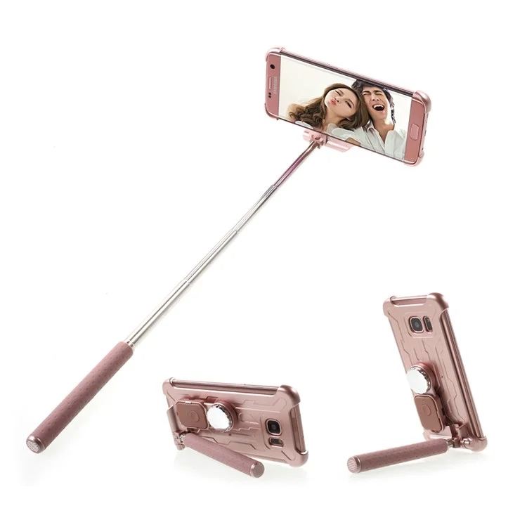 Bluetooth Selfie Stick Phone Case for Samsung Galaxy S7 edge G935 (PC + Metal) - Gold