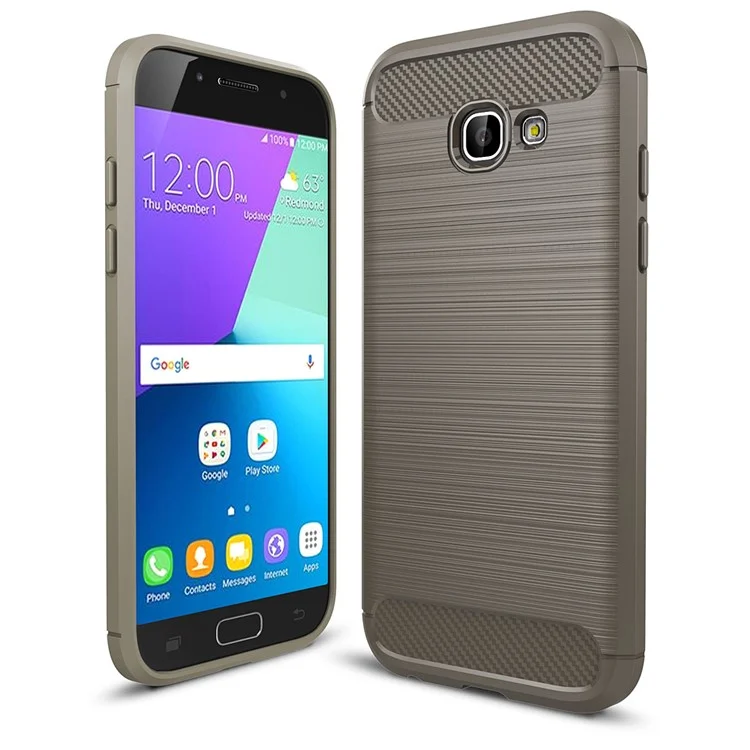 Carbon Fiber Texture Brushed TPU Phone Cover for Samsung Galaxy A5 (2017) - Grey