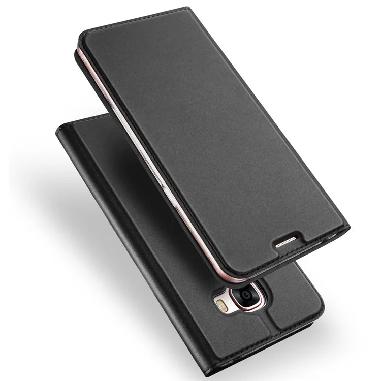 DUX DUCIS Skin Pro Series Case for Samsung Galaxy A7 (2017) Leather Card Holder Cover with Stand - Dark Grey