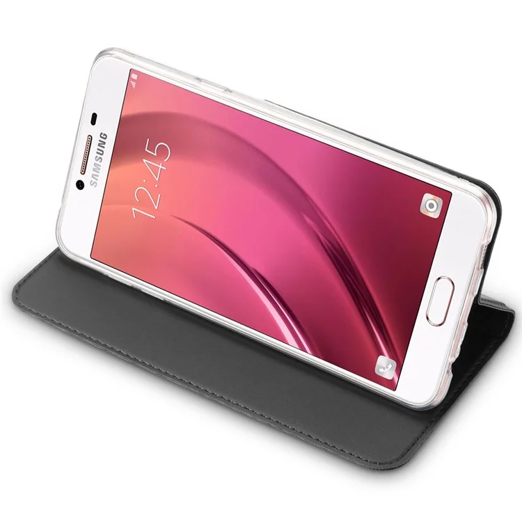 DUX DUCIS Skin Pro Series Case for Samsung Galaxy A7 (2017) Leather Card Holder Cover with Stand - Dark Grey