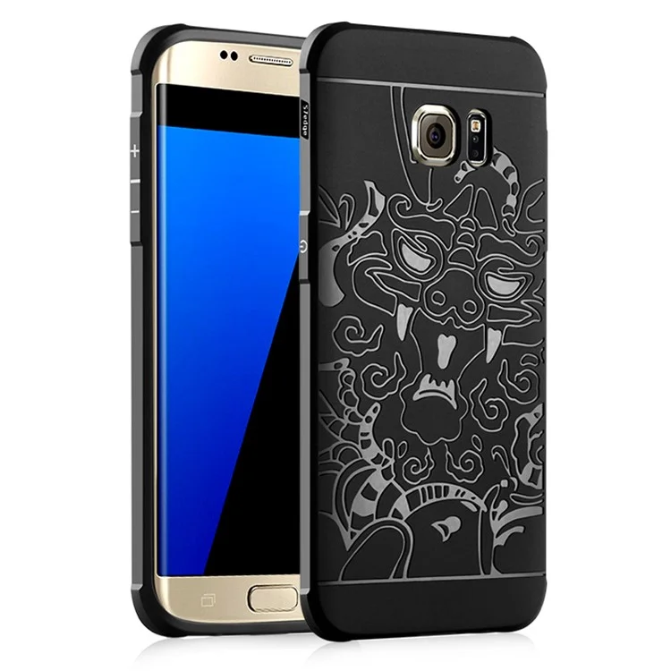 Auspicious Dragon Pattern Drop-proof Imprint TPU Cover for Samsung Galaxy S7 edge SM-G935 - Black