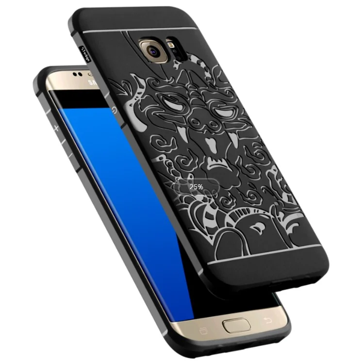 Auspicious Dragon Pattern Drop-proof Imprint TPU Cover for Samsung Galaxy S7 edge SM-G935 - Black