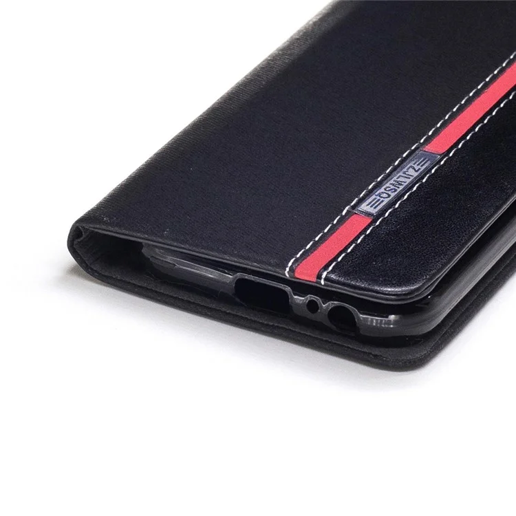 Contrast Color Leather Card Holder Phone Case with Stand for Samsung Galaxy A3 2017 - Black