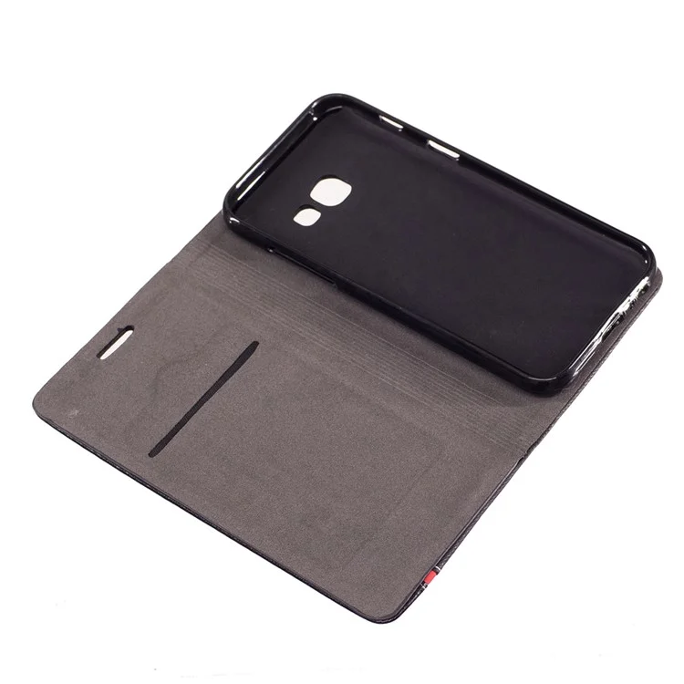 Contrast Color Leather Card Holder Phone Case with Stand for Samsung Galaxy A3 2017 - Black