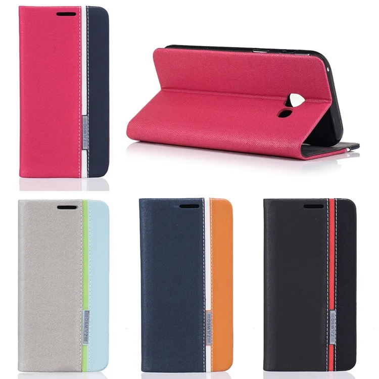 Contrast Color Leather Card Holder Phone Case with Stand for Samsung Galaxy A3 2017 - Black