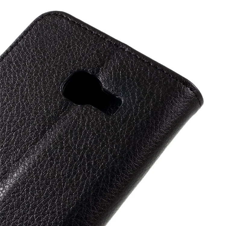 Litchi Texture Leather Wallet Stand Phone Case for Samsung Galaxy A3 (2017) - Black