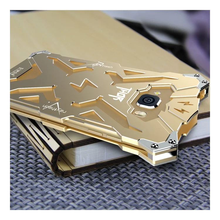For Samsung Galaxy J5 (2016) SM-J510 Cool Punk Rock Aviation Aluminum Metal Armor Case Accessory - Gold